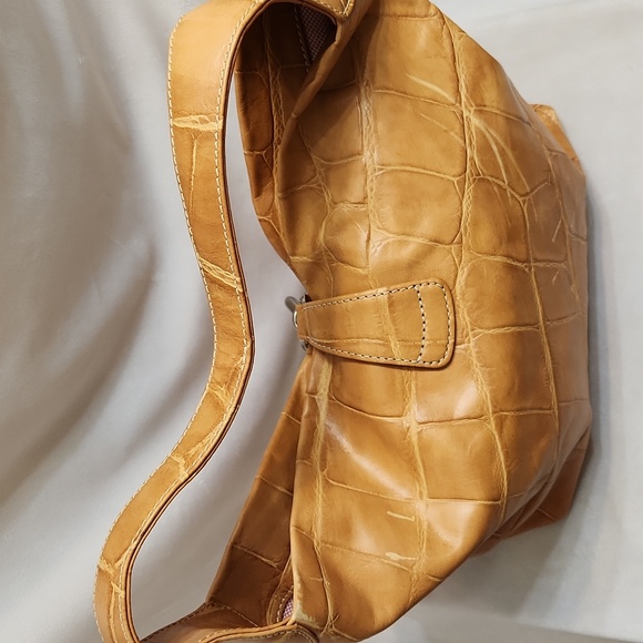 Dooney & Bourke Tan Croc Embossed Leather Shoulder Bag - Picture 6 of 16